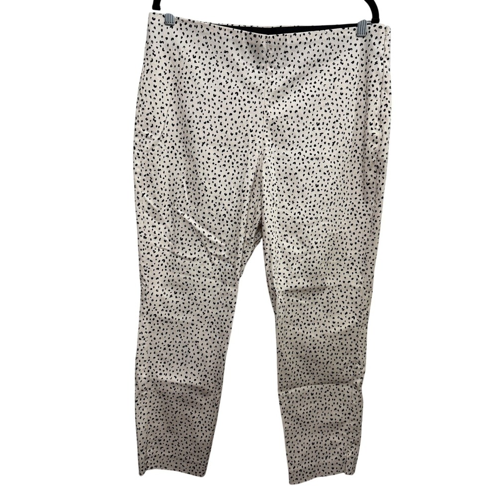 Old Navy Pixie Wow Pants Womens 16 Ivory Black Ankle Animal Print Stretch